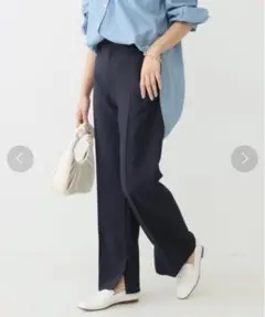 Spick&Spanネイビー スラックス フレア裾