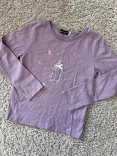 Bebeリボン付きラベンダーカラー長袖カットソー 120