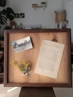 ②木製　アンティーク　昭和レトロ　額縁　フォトフレーム　ガラス付き　写真立て