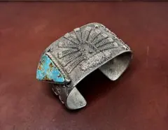 美品 ナバホ サンシャインリーブス グリーンターコイズ バングル