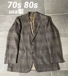 70s 80s usa製 ツイードジャケット　チェック　古着　vintage