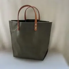 普通サイズ？k 帆布トートバッグ　革持ち手　ハンドメイド