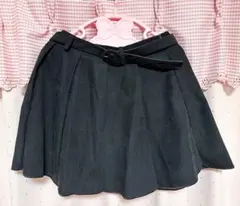 GRL ベルト付きタックフレアスカート プリーツ 黒 L