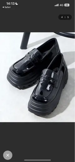 ブラック 厚底ローファー