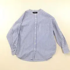 OMNES オムネス バンドカラー長袖シャツ ストライプ 品番7122-4141のサムネイル