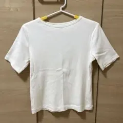 【1回着用】ユニクロ リブボートネックT オフホワイト XL