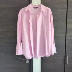 ZARA ピンク ストライプ 長袖シャツ S