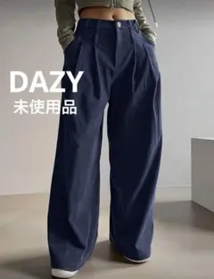 DAZY プリーツデザイン　コーデュロイ　ワイドパンツ　ゆったり　秋冬　未使用品