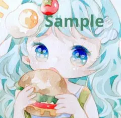 手描きイラスト　オリジナル　ハガキサイズ　透明水彩