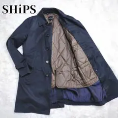 シップスSHIPSネイビー キルティングジャケット ライナーつき　保温