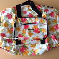 折りたたみキャリーオンバック、花柄ボストンバッグ 軽量　大容量