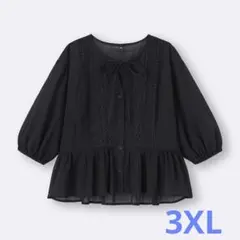 GU レースペプラムブラウス 5分袖 3XL