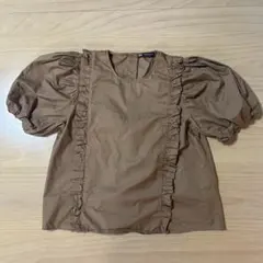 ZARA ブラウン フリル付きシャツ M