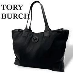 美品 TORY BURCH トートバッグ ワンポイントロゴ 肩掛け ナイロン 黒のサムネイル