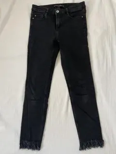 ZARA ストレッチスキニーデニム フリンジ黒