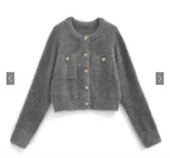 GRL ラメフェザーカーディガンkz618 チャコール