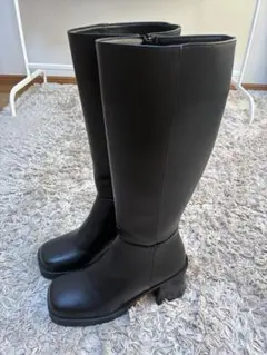 GRL スクエアトゥロングブーツ【zr720】 ブラック 23.5