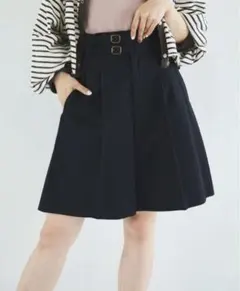 クリスプ　ダブルベルトハーフパンツ　ブラック