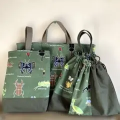 入園入学セット　レッスンバッグ　上履き入れ　体操着入れ　給食着入れ　昆虫