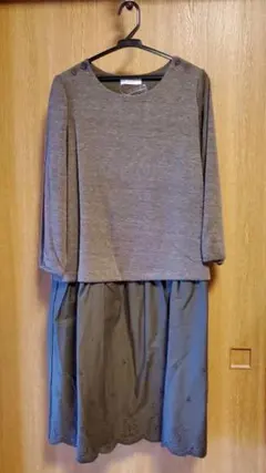 ドッキングワンピース ブラウン L