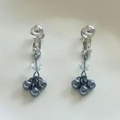 [71]スワロフスキーとドロップビーズのイヤリング ピアス 大人可愛い 上品