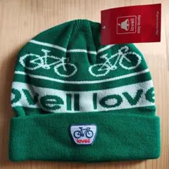 lovell 自転車プリント ニット帽 緑
