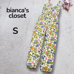【ビアンカクローゼット cher】花柄　カシュクール　ウエストゴム　サロペットS