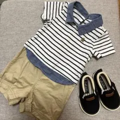 80 ベビーギャップ 半袖つなぎ 靴13センチ セット