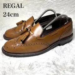 未使用級■REGAL 【24.0】V088 タッセルローファー ウィングチップ