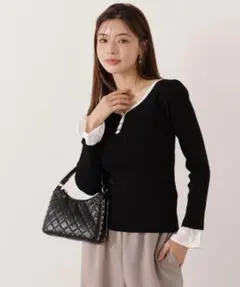 【新品】プロポーションボディドレッシング　異素材スリーブニット