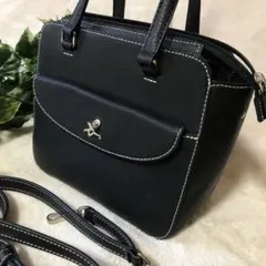 極美品　2way アニエスベー　ショルダーバッグ　ブラック　本革　ターンロック