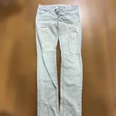 AZUL ライトブルー ダメージデニムパンツ