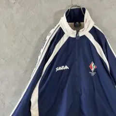 ヴィンテージ　ジャケット　フルジップ　刺繍ロゴ　バックプリント　古着　LO27