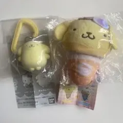 サンリオガチャ　カラフルカラビナ&クレープおくるみ　プリン