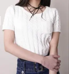 新品タグ付き　LIP SERVICE トップス　ニット　ホワイト　白　半袖