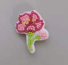 ビーズ刺繍ブローチ　さくら