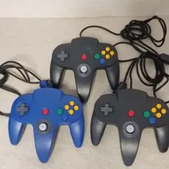 ニンテンドー64 コントローラー 3個セット 青 黒