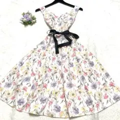 ★２点おまとめローラアシュレイ　フレアーワンピース❤︎花♡アカンサス　ブルーS M ☆2点おまとめローラアシュレイ フレアーワンピース❤︎花