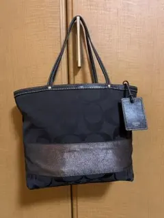 COACH シグネチャー トートバッグ F10124 美品 黒×ブラウン