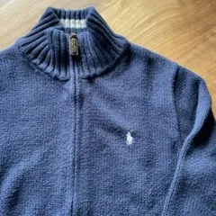 POLO RALPHRAUREN ネイビー ハイネック コットンカーディガン