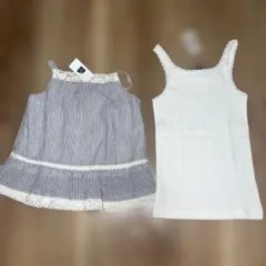 新品タグ付gapkidsストライプ レースノースリーブタンクトップ100110
