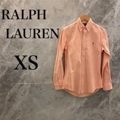 ラルフローレン レディース XS オレンジ シャツ 長袖 刺繍ロゴ 美シルエット
