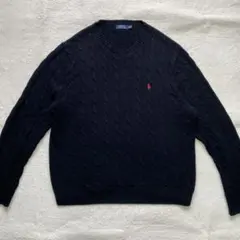 現行 ポロラルフローレン ニットベスト ネイビー XXL QRタグ ポニー