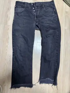 2003年製 リーバイス 501 先染めブラック カットオフ 米国パーツ