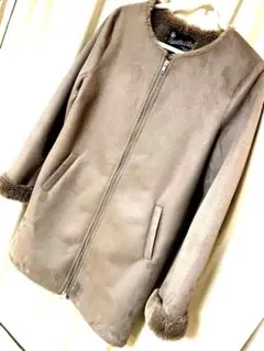 ノーカラーコート　ミドル丈　フェイクムートン　サイズ36 アーバンリサーチ