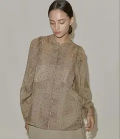 volume gather sleeve dot sheer BL - メルカリ