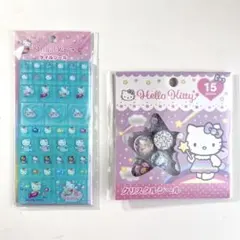 ハローキティ　クリスタルシール　タイルシール　水色 おはじきシール