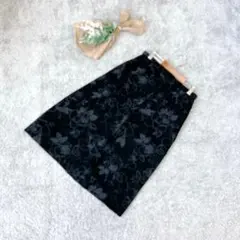 A3061【レリアン】花柄シアースカート/タイト/さらさら/11号/日本製