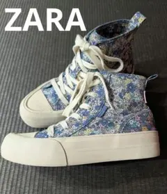 ZARA ザラ 花柄 フラワー ハイカット厚底スニーカー 34のサムネイル