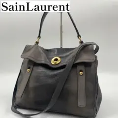 【✨美品✨】サンローラン ミューズトゥ ハンドバッグ クロコ ブラック×グレーのサムネイル